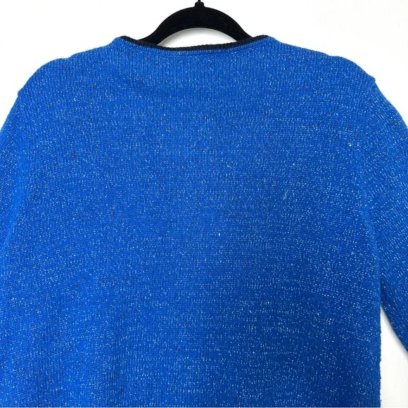 Grannycore Kitschy Blue Jay Embroidered Cottagecore Shimmer Knit Cardigan - Picture 11 of 12